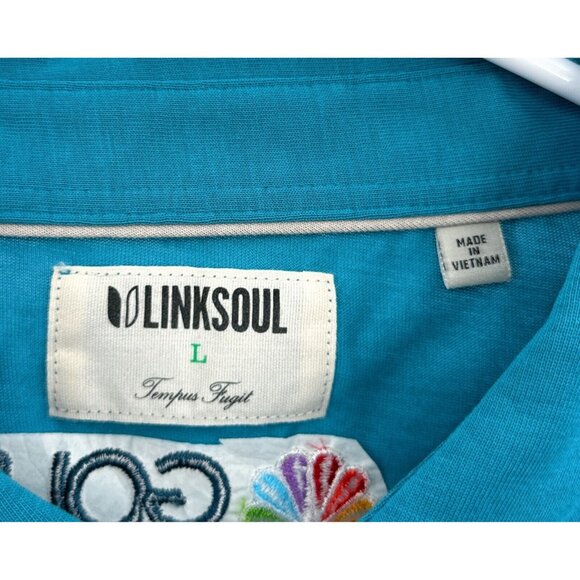 LinkSoul Tempus Fugit Blue NBC Golf Polo Shirt Luxury Mens Sz L - Picture 2 of 6
